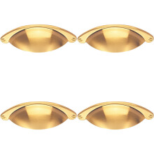 4x Traditional Cup Pull Handle 104 x 26mm 64mm Fixing Centres Satin Brass