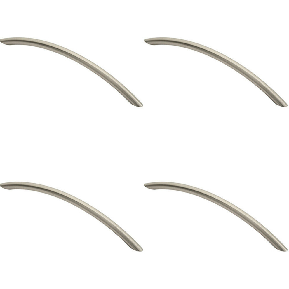 Loops 4X Curved Bow Cabinet Pull Handle 226 X 10Mm 192Mm Fixing Centers Satin Nickel