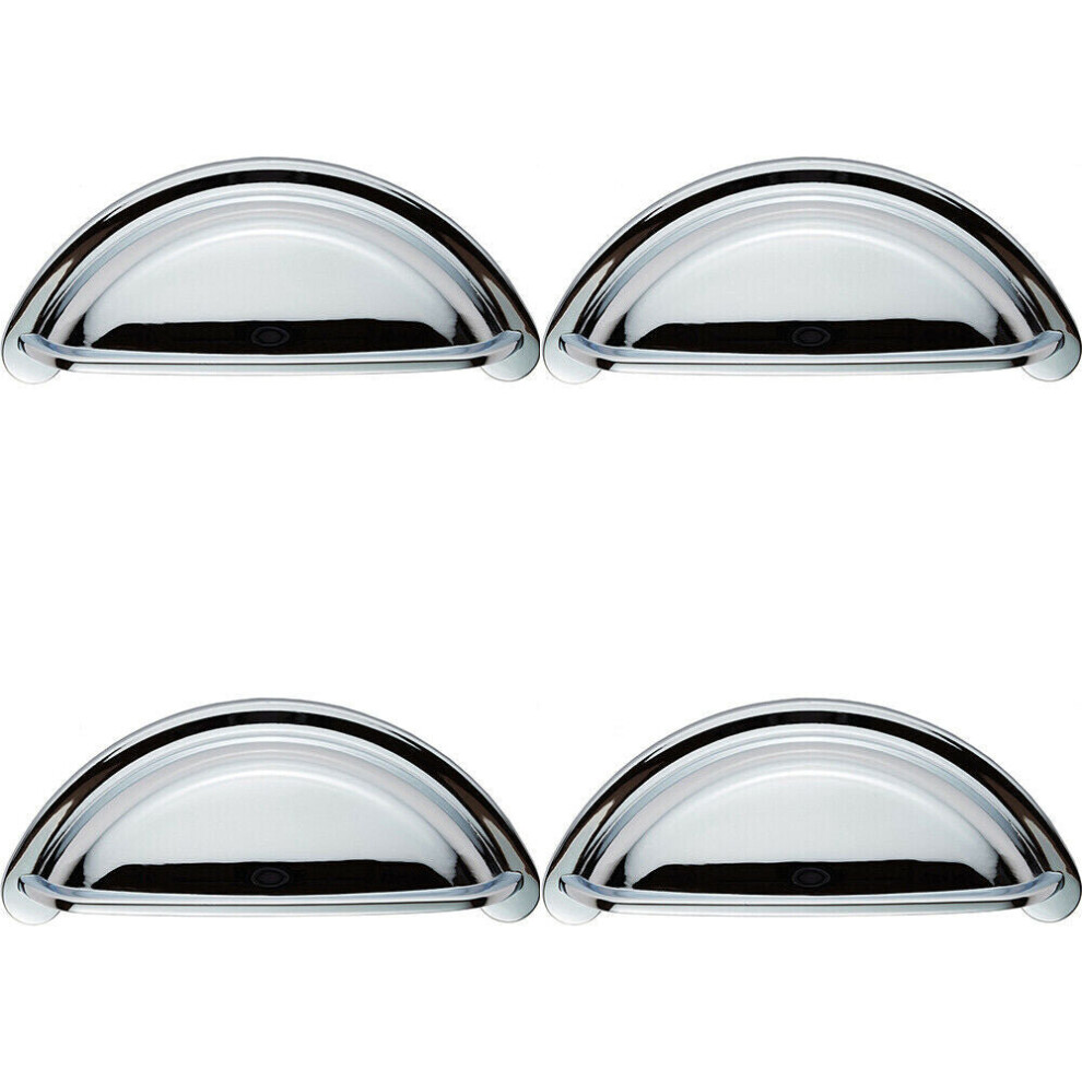 Loops 4X Cabinet Cup Pull Handle 94 X 41.5Mm 76Mm Fixing Centres Polished Chrome