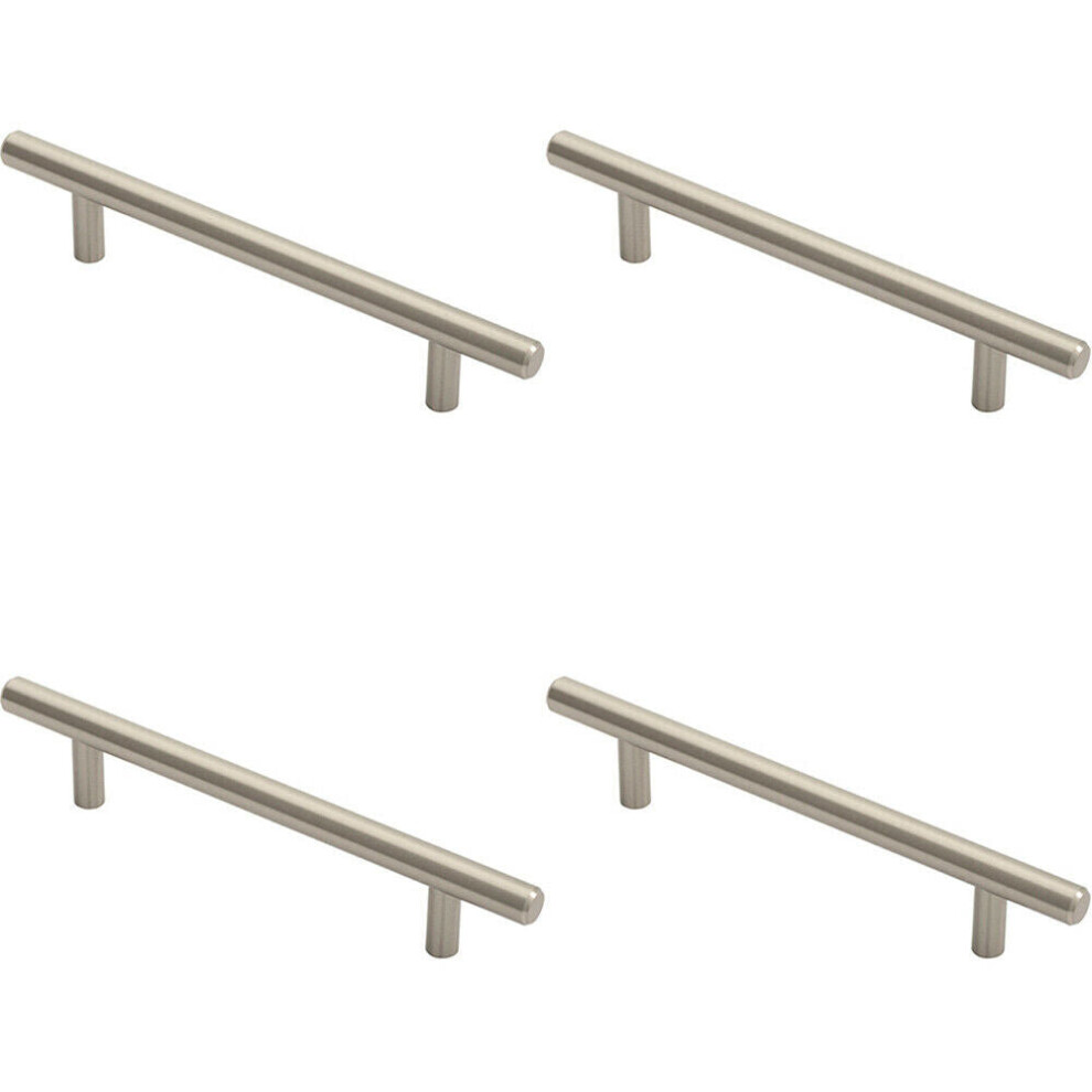 Loops 4X Round T Bar Cabinet Pull Handle 188 X 12Mm 128Mm Fixing Centres Satin Nickel