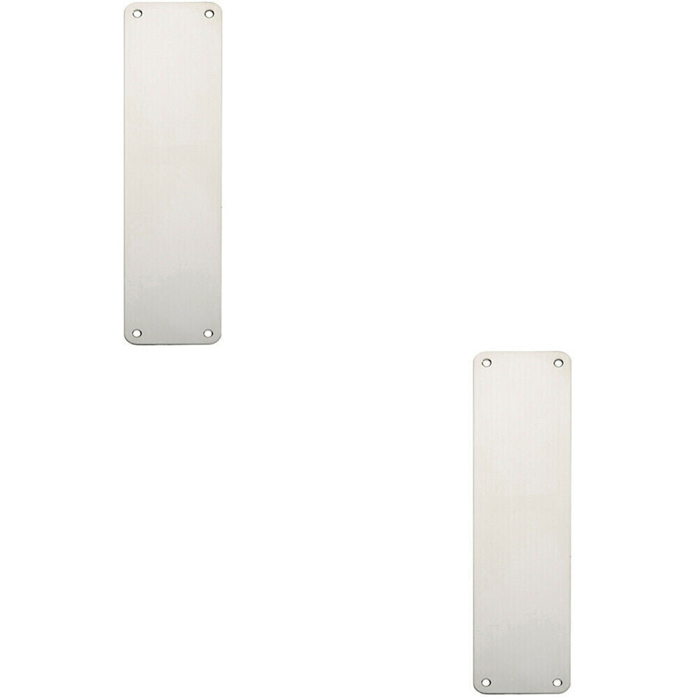 Loops 2X Plain Door Finger Plate 300 X 75Mm Bright Stainless Steel Push Plate