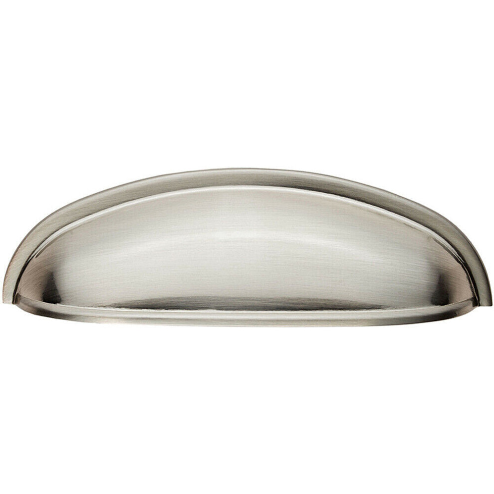 Loops Shaker Cup Pull Handle 124 X 35Mm 96Mm Fixing Centres Satin Nickel