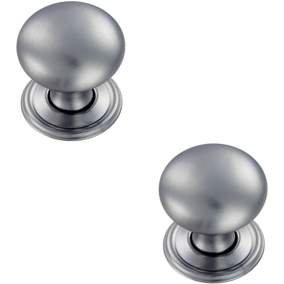 2X Round Victorian Cupboard Door Knob 32Mm Dia Satin Chrome Cabinet Handle 5056492587234