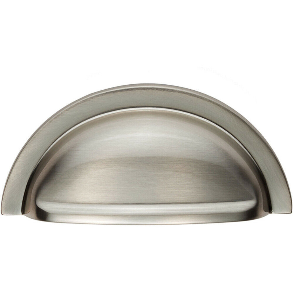 Loops Cabinet Cup Pull Handle 91 X 45Mm 76Mm Fixing Centres Satin Nickel
