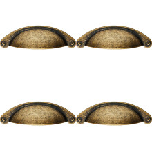4x Traditional Cup Pull Handle 104 x 26mm 64mm Fixing Centres Antique Brass