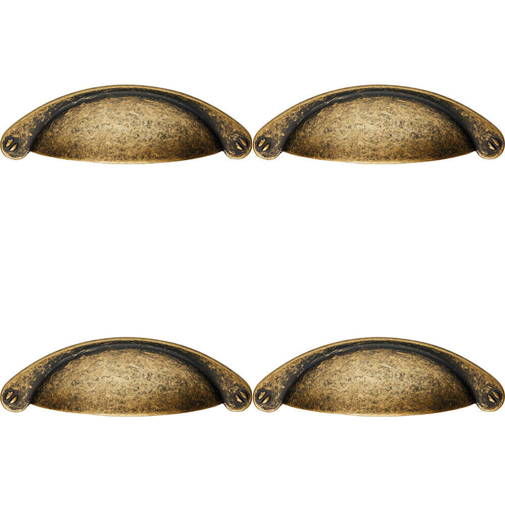 4x Traditional Cup Pull Handle 104 x 26mm 64mm Fixing Centres Antique Brass