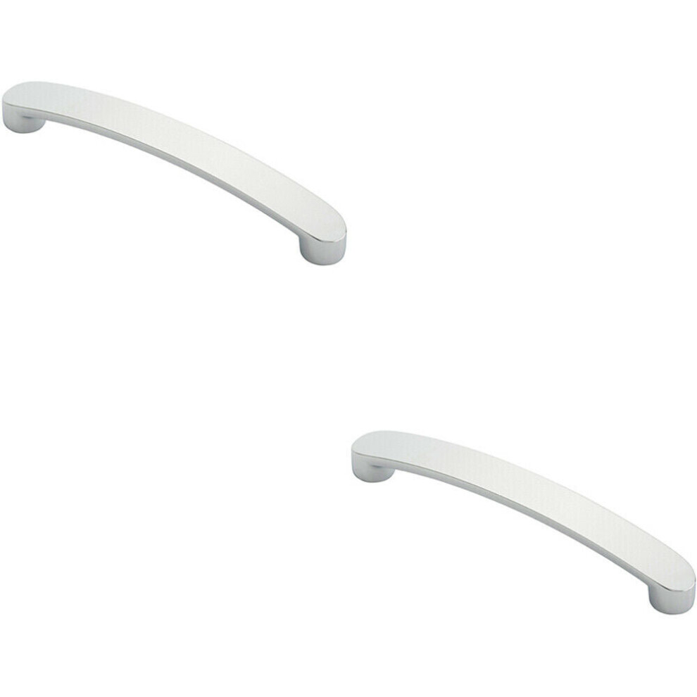 Photos - Door Handle 2x Flat Fronted Bow Pull Handle 140 x 12mm 128mm Fixing Centres Polished Chrome Cabinet-Cupboard-Drawer-Cup-Pull-Handle-Ward