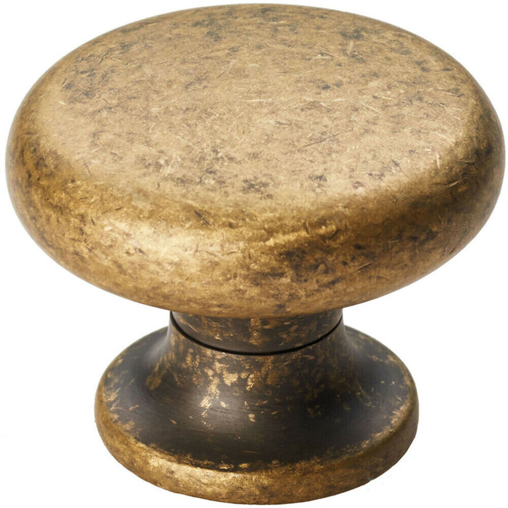 Flat Faced Round Door Knob 34mm Diameter Antique Brass Small Cabinet Handle