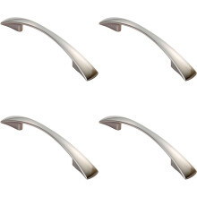 4x Tapered Pull Handle 138 x 16mm 96mm Fixing Centres Satin Nickel Curved Bow