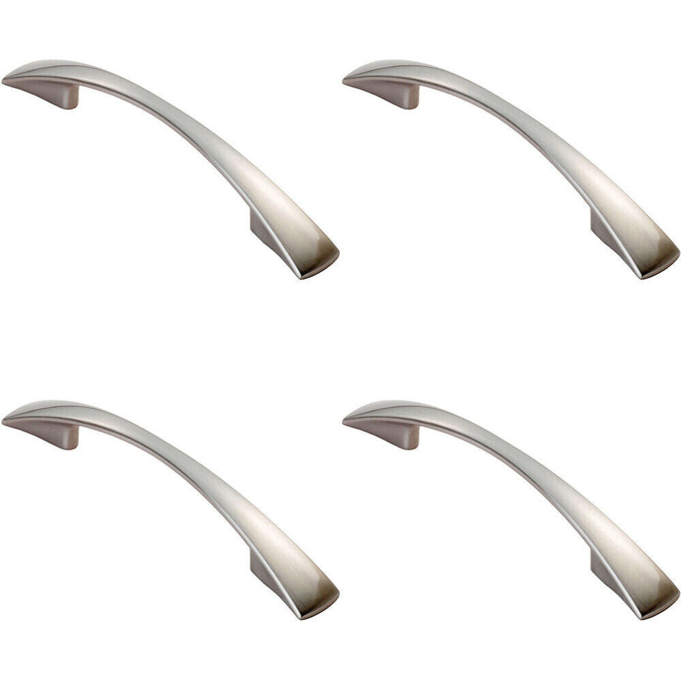 4X Tapered Pull Handle 138 X 16Mm 96Mm Fixing Centres Satin Nickel Curved Bow 5056524201145