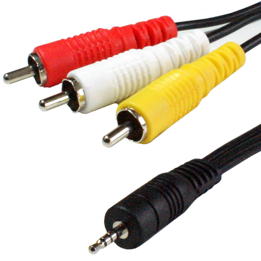 Loops 1.5M 2.5Mm 4 Pole Mini Jack Plug To 3 Rca Phono Male Cable Lead Tv Video Camera
