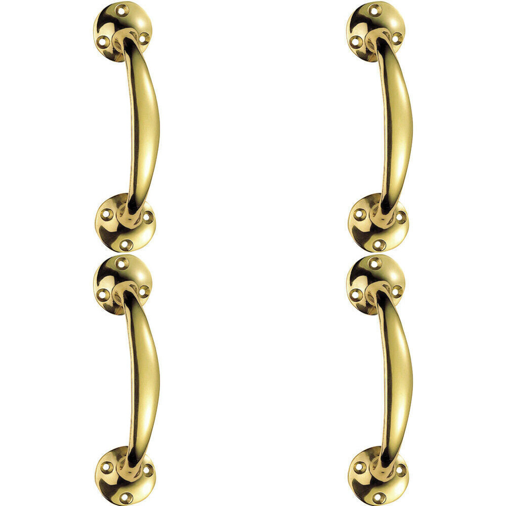 Loops 4X Victorian Bow Shaped Pull Handle 152Mm Length 32Mm Proj Polished Brass
