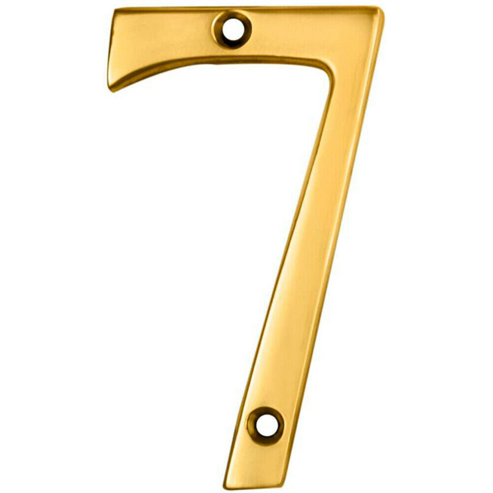 Loops Polished Brass Door Number 7 75Mm Height 4Mm Depth House Numeral Plaque