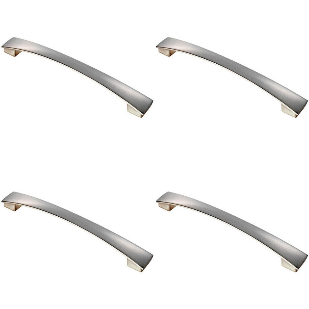 4x Curved Bow Pull Handle 218.5 x 26mm 192mm Fixing Centres Satin Nickel