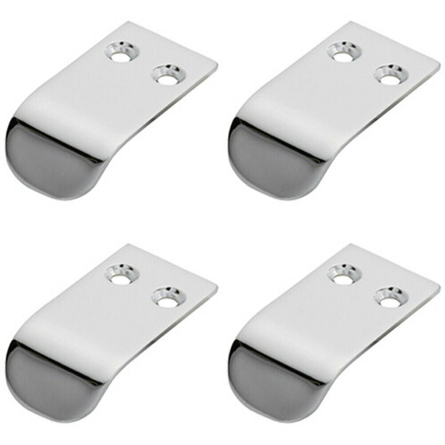 Loops 4x Semi Concealed Cabinet Finger Pull Handle 12mm Fixing Centres Polished Chrome