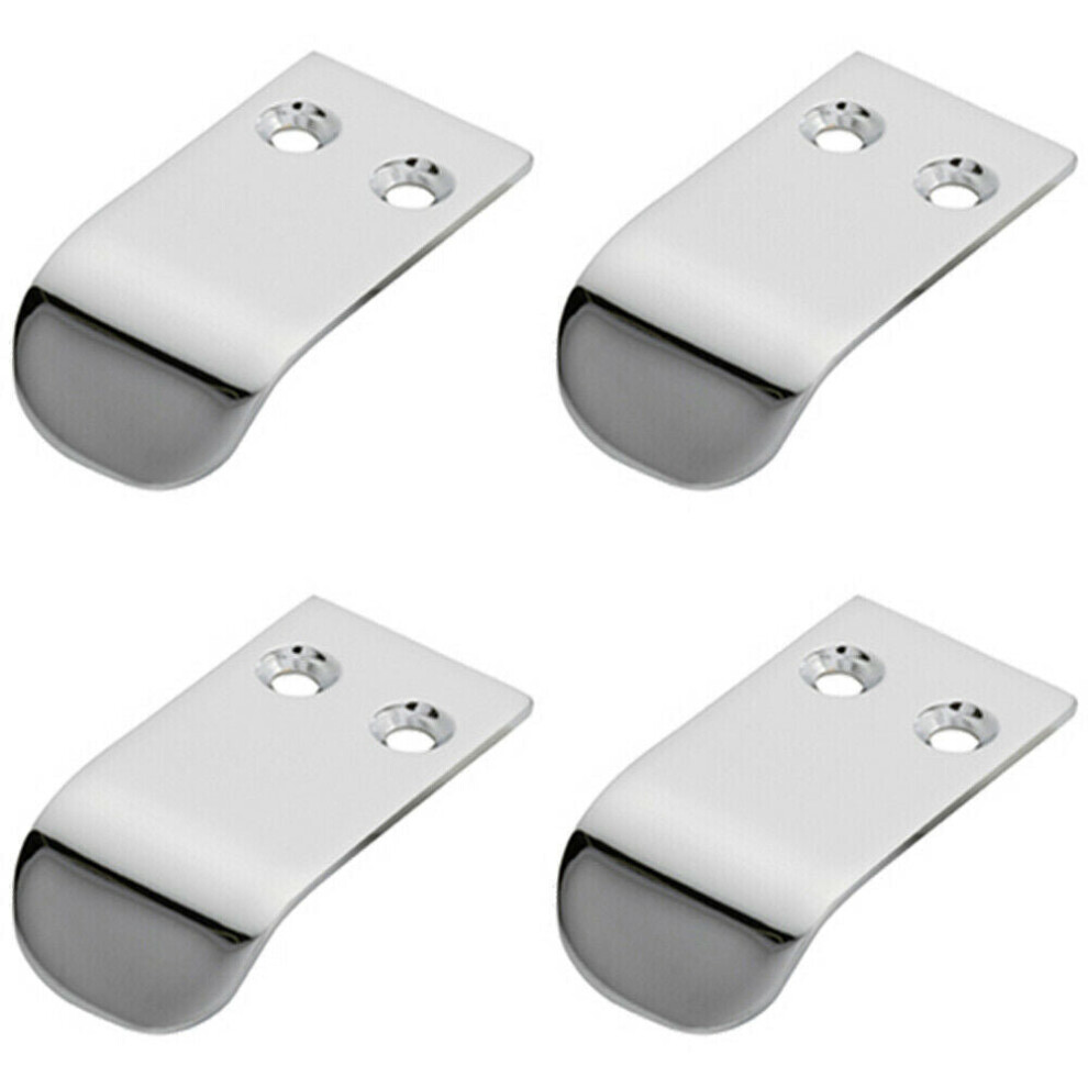 4x Semi Concealed Cabinet Finger Pull Handle 12mm Fixing Centres Polished Chrome