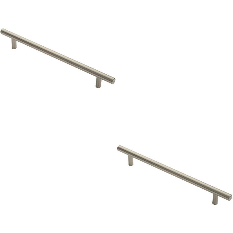 Loops 2X Round T Bar Cabinet Pull Handle 252 X 12Mm 192Mm Fixing Centres Satin Nickel
