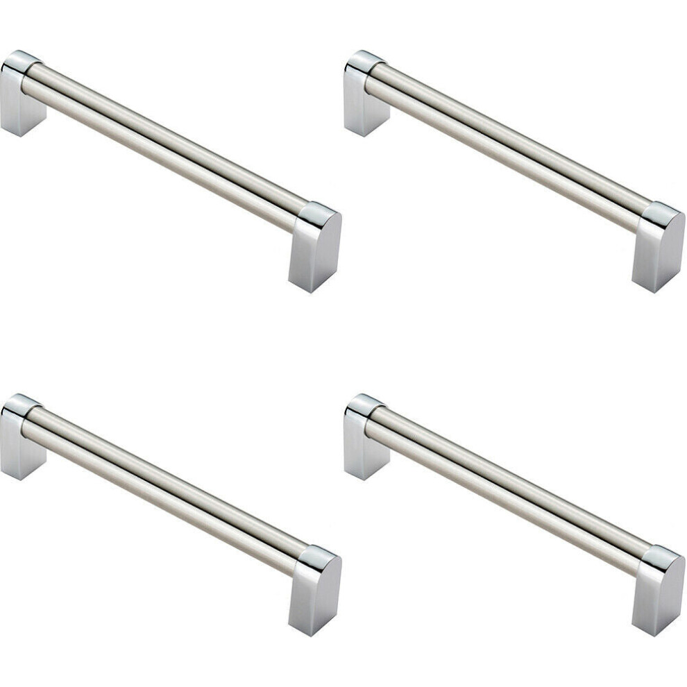 4X Round Tube Pull Handle 176 X 16Mm 160Mm Fixing Centres Satin Nickel & Chrome