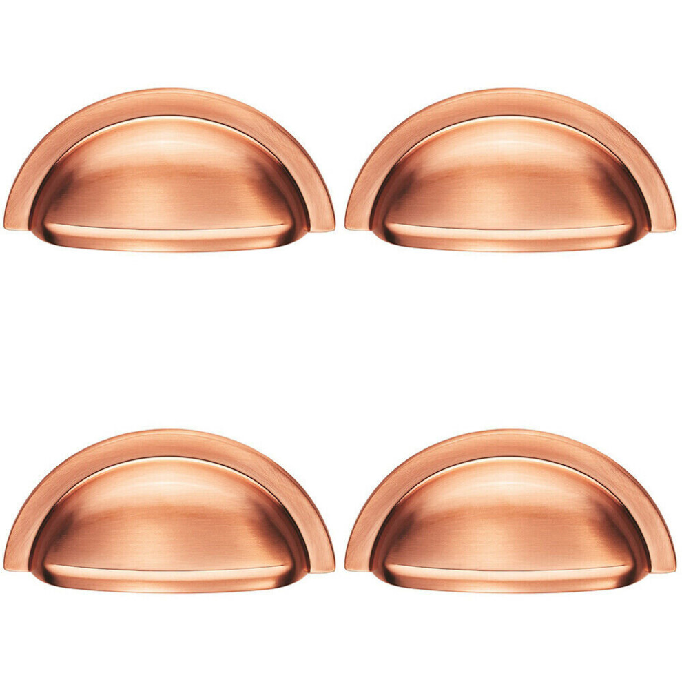 Loops 4X Cabinet Cup Pull Handle 91 X 45Mm 76Mm Fixing Centres Satin Copper