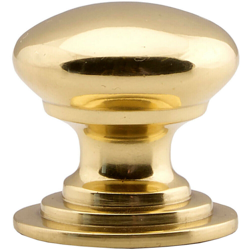 Victorian Round Cupboard Door Knob 38Mm Dia Polished Brass Cabinet Handle 5056492566222