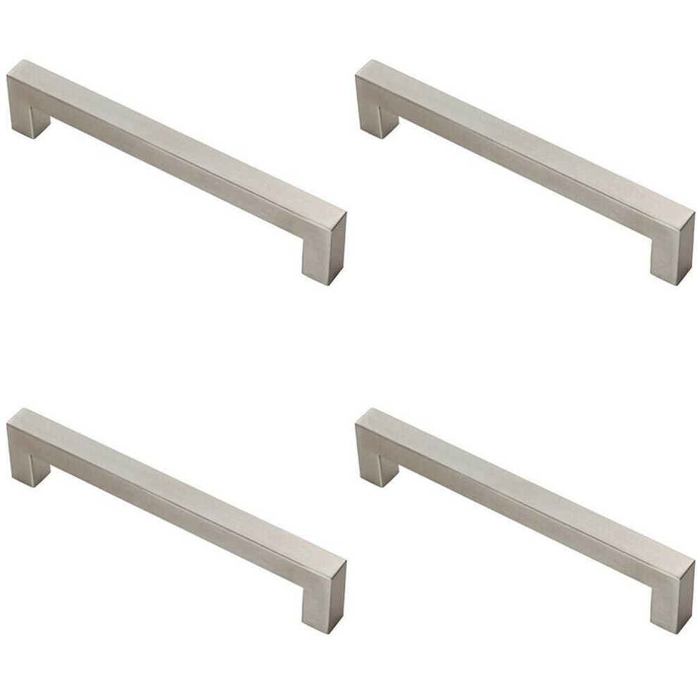 4x Square Linear Block Pull Handle 174 x 14mm 160mm Fixing Centres Satin Steel