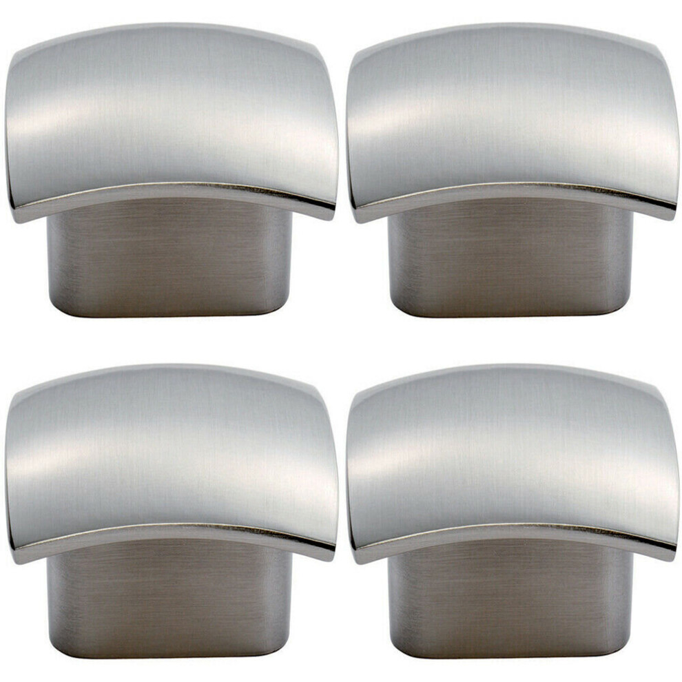 4x Convex Face Cupboard Door Knob 33 x 30.5mm Satin Nickel Cabinet Handle