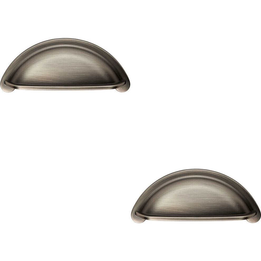2x Cabinet Cup Pull Handle 94 x 41.5mm 76mm Fixing Centres Gun Metal-image-OPC-P8WJQC8-NEW