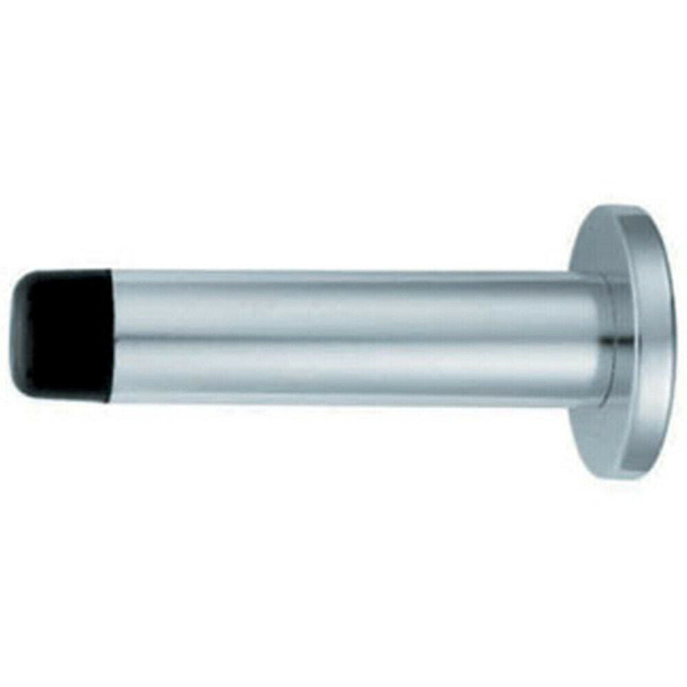 Wall Mounted Doorstop Cylinder on Round Rose 72 x 16mm Polished Aluminium