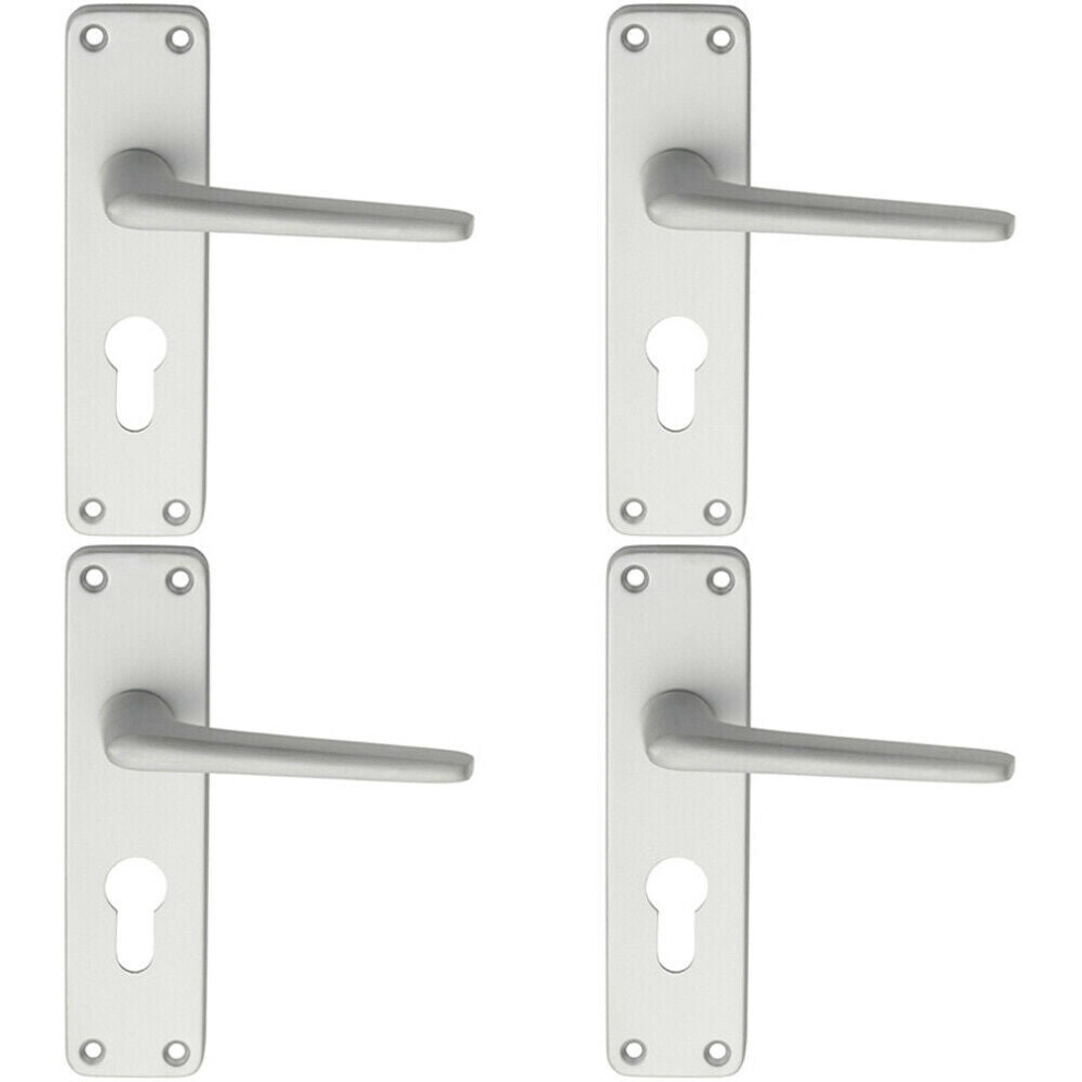 Loops 4X Pair Straight Tapered Lever On Euro Lock Backplate 152 X 41Mm Satin Aluminium