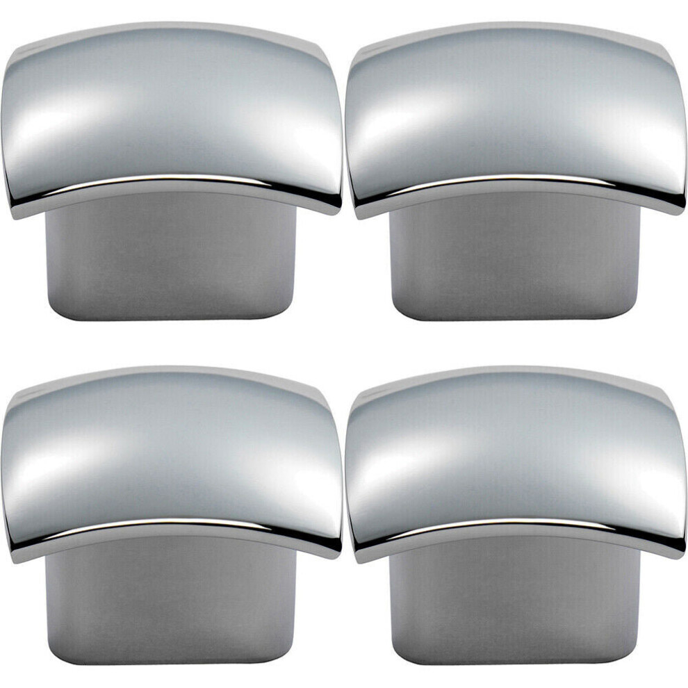 4x Convex Face Cupboard Door Knob 33 x 30.5mm Polished Chrome Cabinet Handle