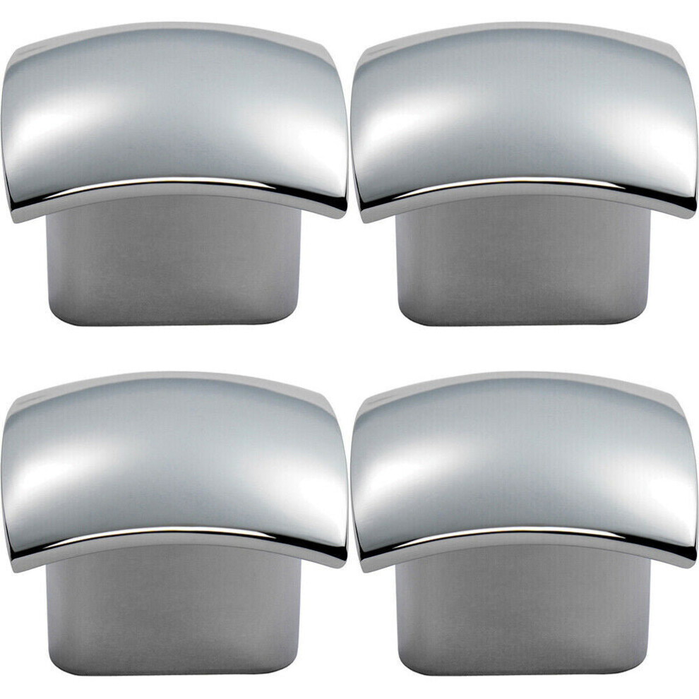 Loops 4X Convex Face Cupboard Door Knob 33 X 30.5Mm Polished Chrome Cabinet Handle