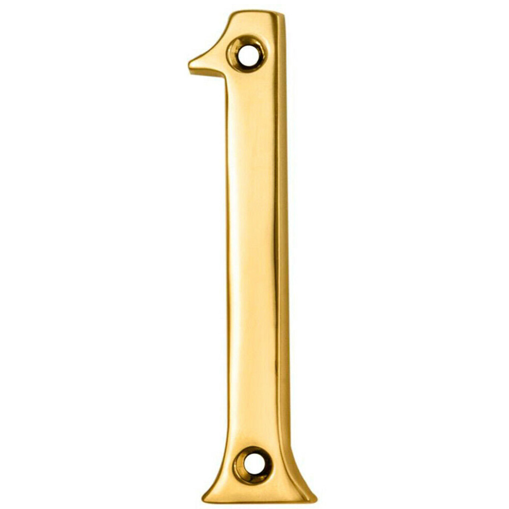 Loops Polished Brass Door Number 1 75Mm Height 4Mm Depth House Numeral Plaque