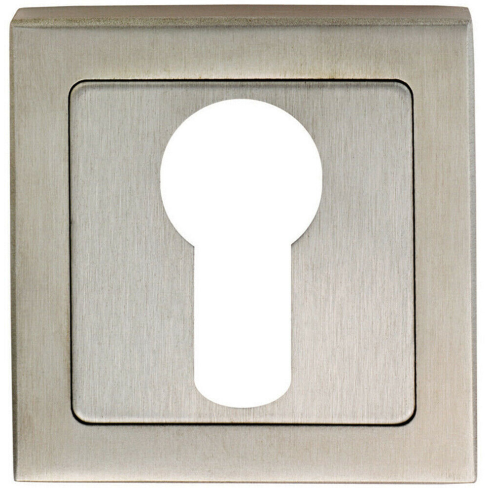 Square Euro Profile Escutcheon Concealed Fix 52 x 52mm Bright Satin Steel