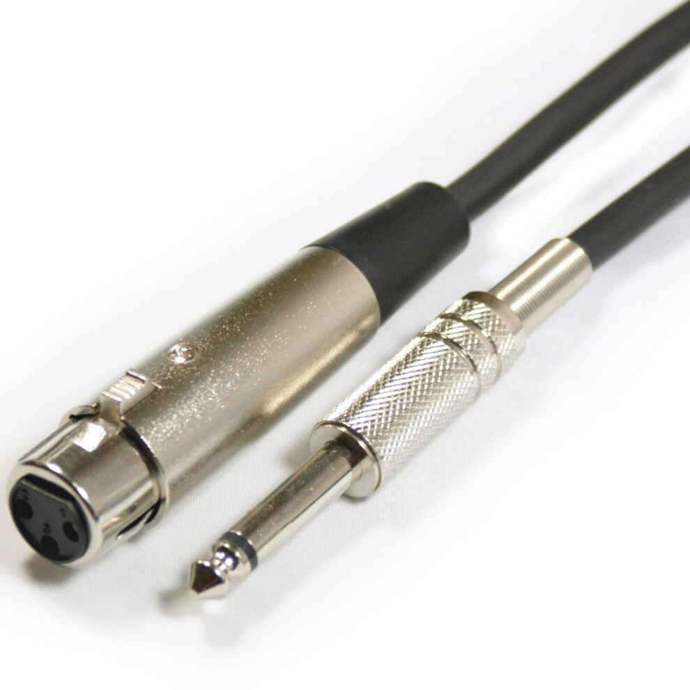 5m 6.35mm 1/4" Mono Jack Plug to XLR Female Cable 3 Pin Audio Microphone Lead