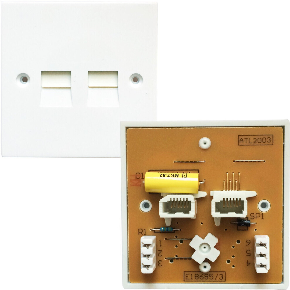 Loops Dual Port Bt Pabx Telephone Extension Socket Idc Secondary Pstn Wall Plate 5/3A