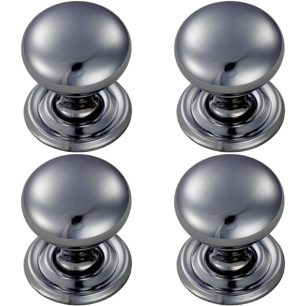 4x Round Victorian Cupboard Door Knob 32mm Dia Polished Chrome Cabinet Handle