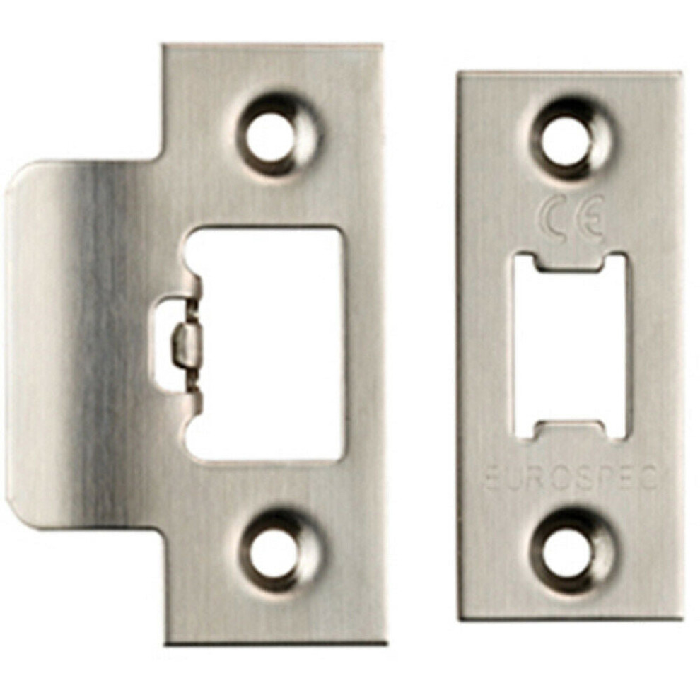 Loops Forend Strike & Fixing Pack Suitable For Tubular Latch Satin Steel
