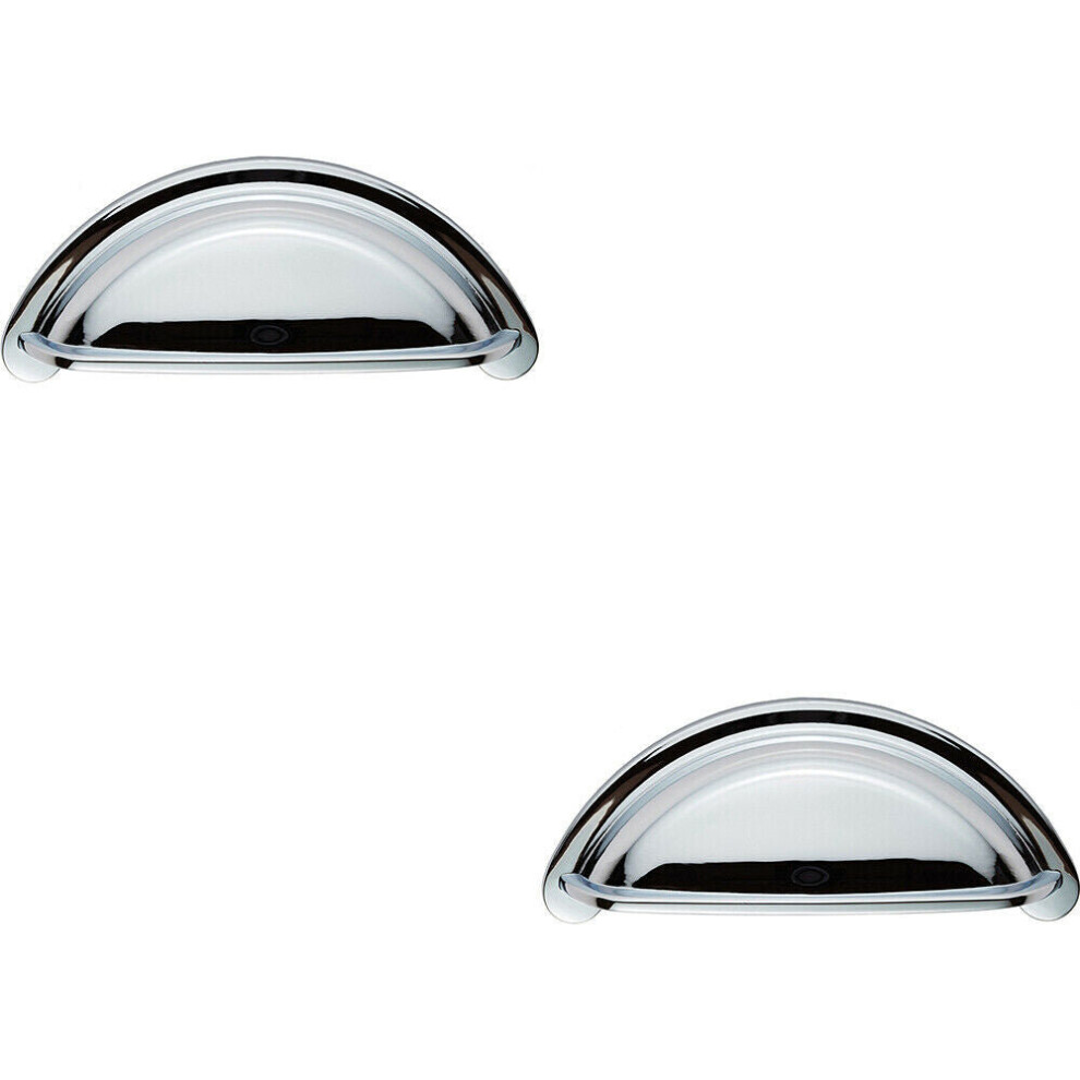 Loops 2X Cabinet Cup Pull Handle 94 X 41.5Mm 76Mm Fixing Centres Polished Chrome