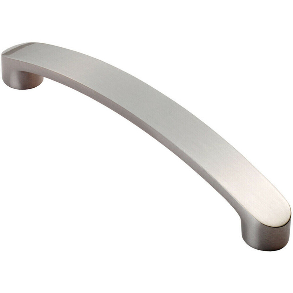 Loops Flat Fronted Bow Pull Handle 140 X 12Mm 128Mm Fixing Centres Satin Nickel