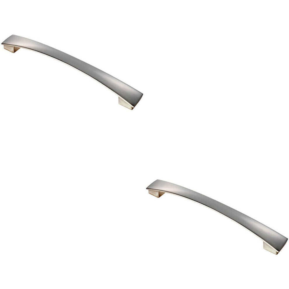 Loops 2X Curved Bow Pull Handle 218.5 X 26Mm 192Mm Fixing Centres Satin Nickel