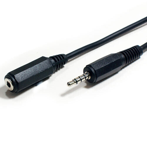 Loops 1m 3.5mm 4 Pole AUX Jack Plug to Female Socket Extension Cable iPhone Headphone