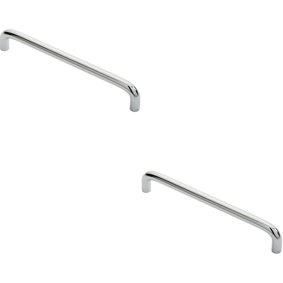 2x Round D Bar Cabinet Pull Handle 170 X 10mm 160mm Fixing Centres Chrome