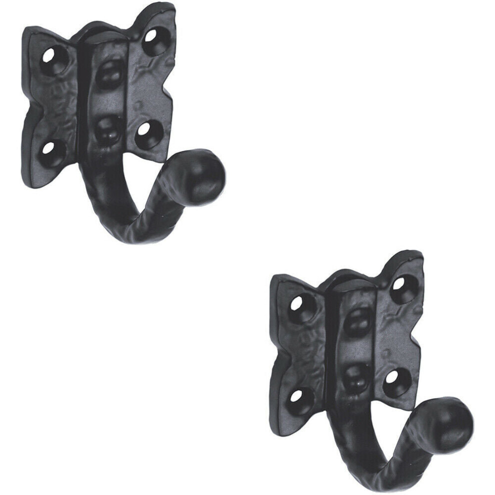 Loops 2X Single Ornate Wardrobe Hook On Butterfly Backplate 47Mm Proj Black Antique