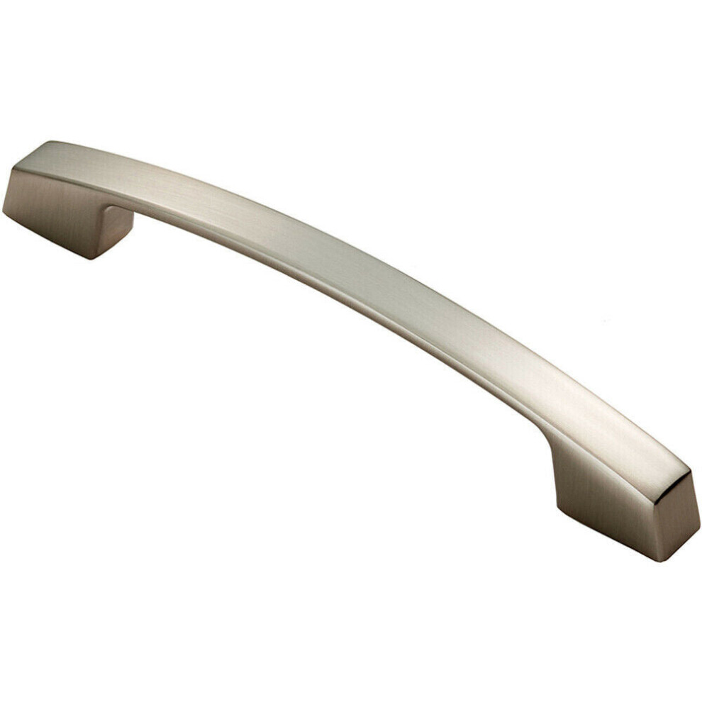 Loops Curved Bridge Pull Handle 169 X 14Mm 128Mm Fixing Centres Satin Nickel