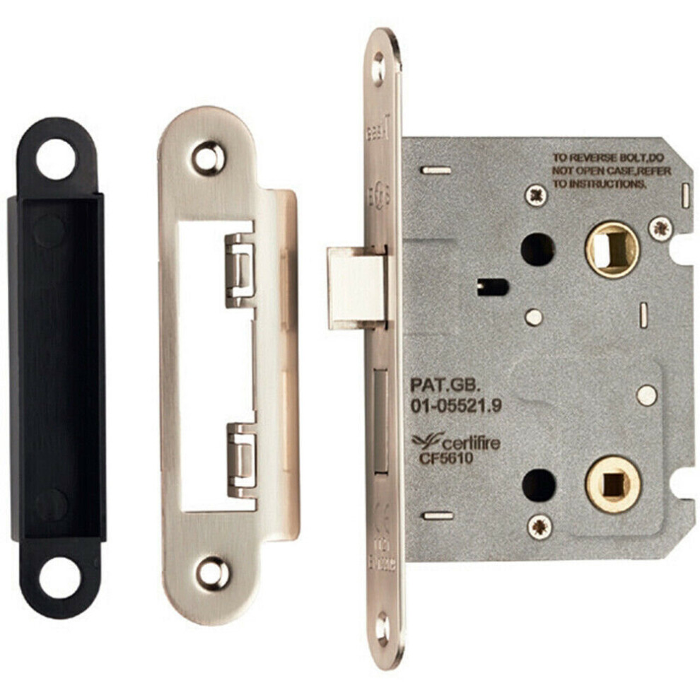Locking Bathroom Door Sashlock Latch Radius Forend 76Mm Satin Nickel 5056492566079