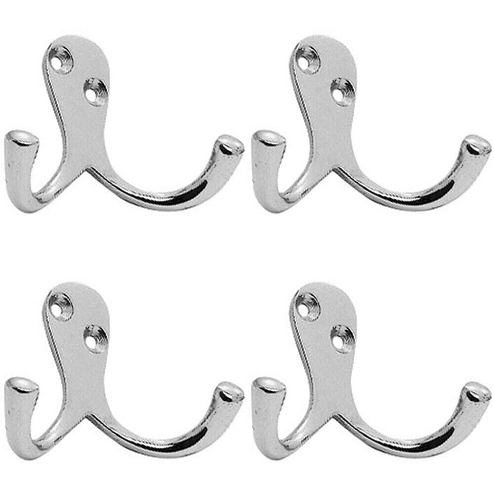 4x Victorian One Piece Double Bathroom Robe Hook 26mm Projection Polished Chrome