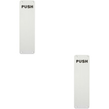 2x Push Engraved Door Finger Plate 300 x 75mm Satin Anodised Aluminium