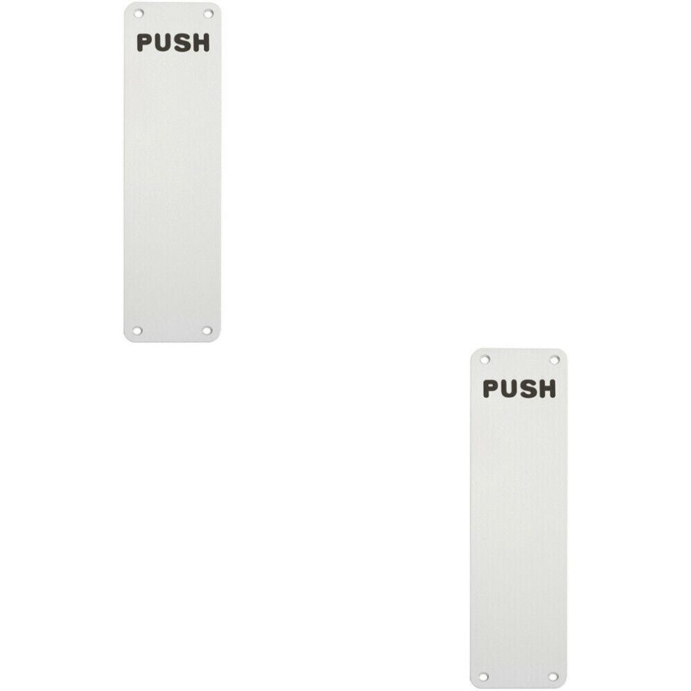 2x Push Engraved Door Finger Plate 300 x 75mm Satin Anodised Aluminium