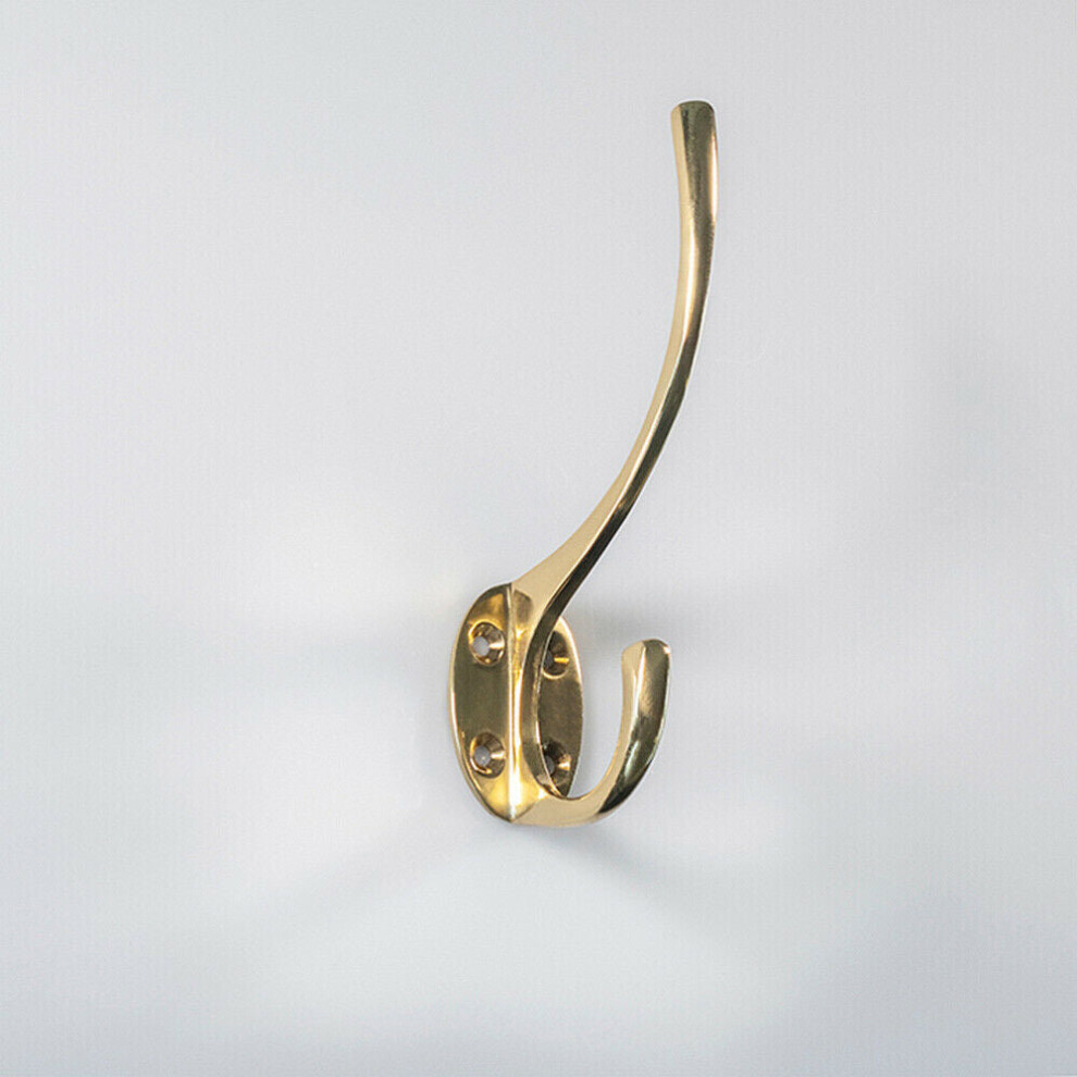 Loops Victorian Hat & Coat Hook On Oval Backplate 64Mm Projection Polished Brass