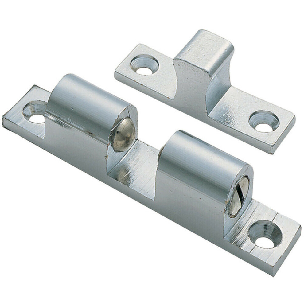 Double Ball Roller Cupboard Catch 43 x 8mm 34.5mm Fixing Centres Satin Chrome